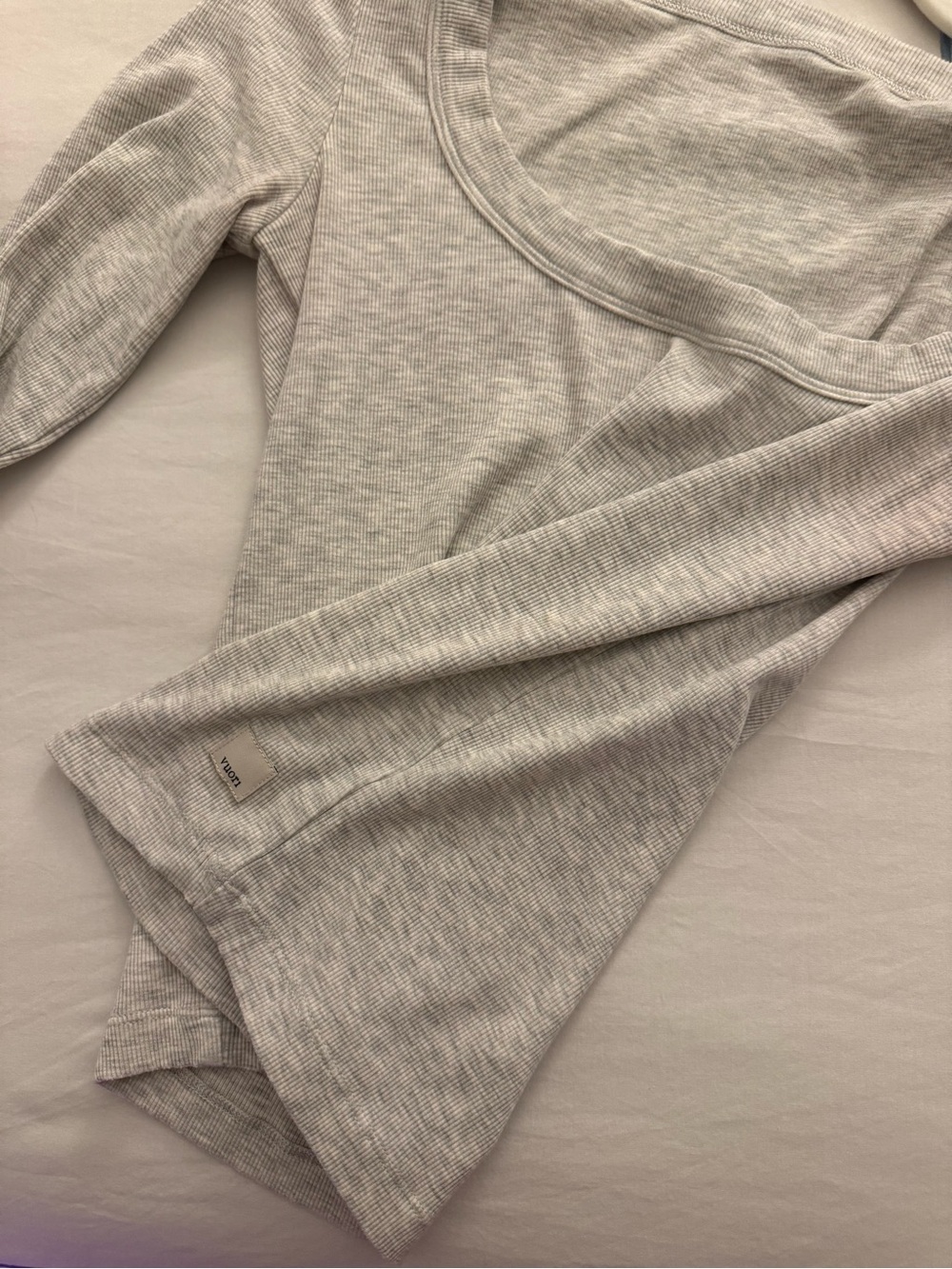 Light Gray Ribbed Long Sleeve Top vuori
